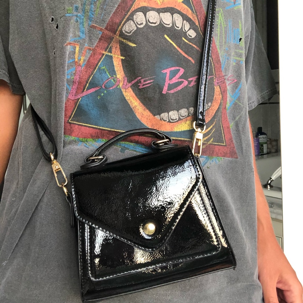 Black patent leather cross body